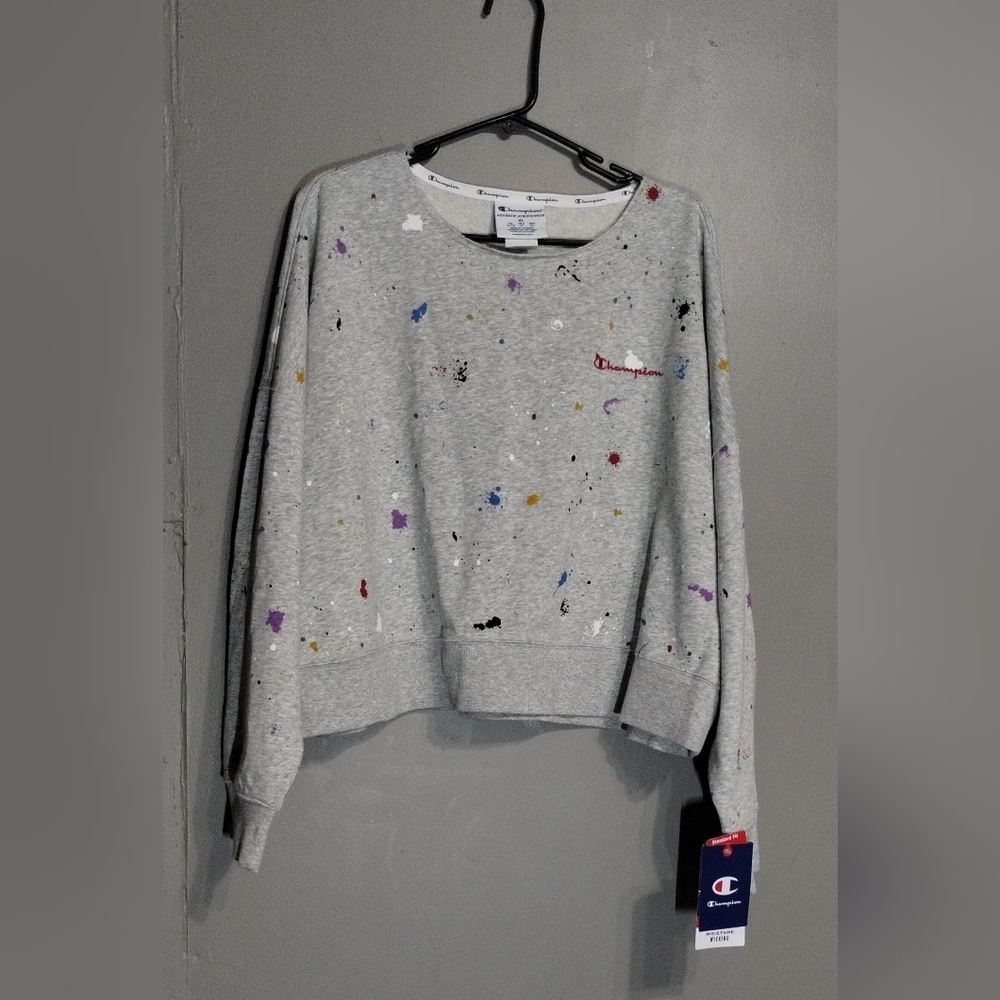 Champion Terry Paint Splatter Oversized Astsy Sweatshirt Women's Size (XL) - Picture 3 of 10